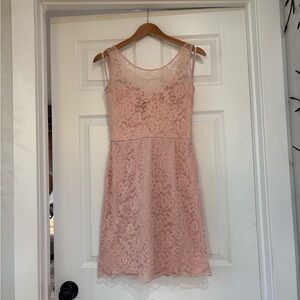 Amsale Lace Mini Dress in Blush Pink
